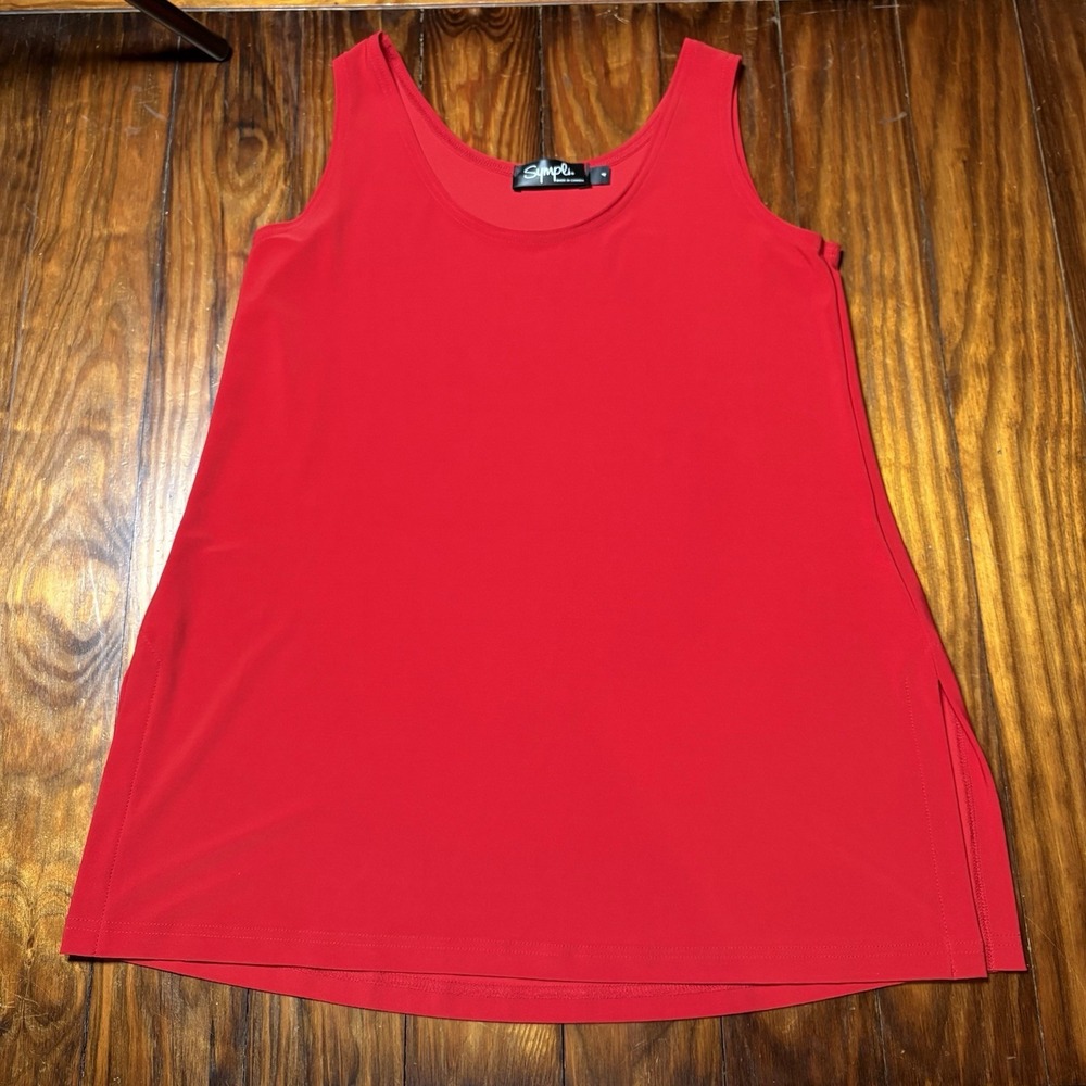 Sympli Red Tank Top Basic Shell Layering Sz 4 Quiet Luxury A1416